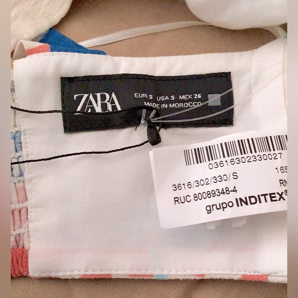 Zara Multi-Color Ruched Crop Top - Picture 7 of 7